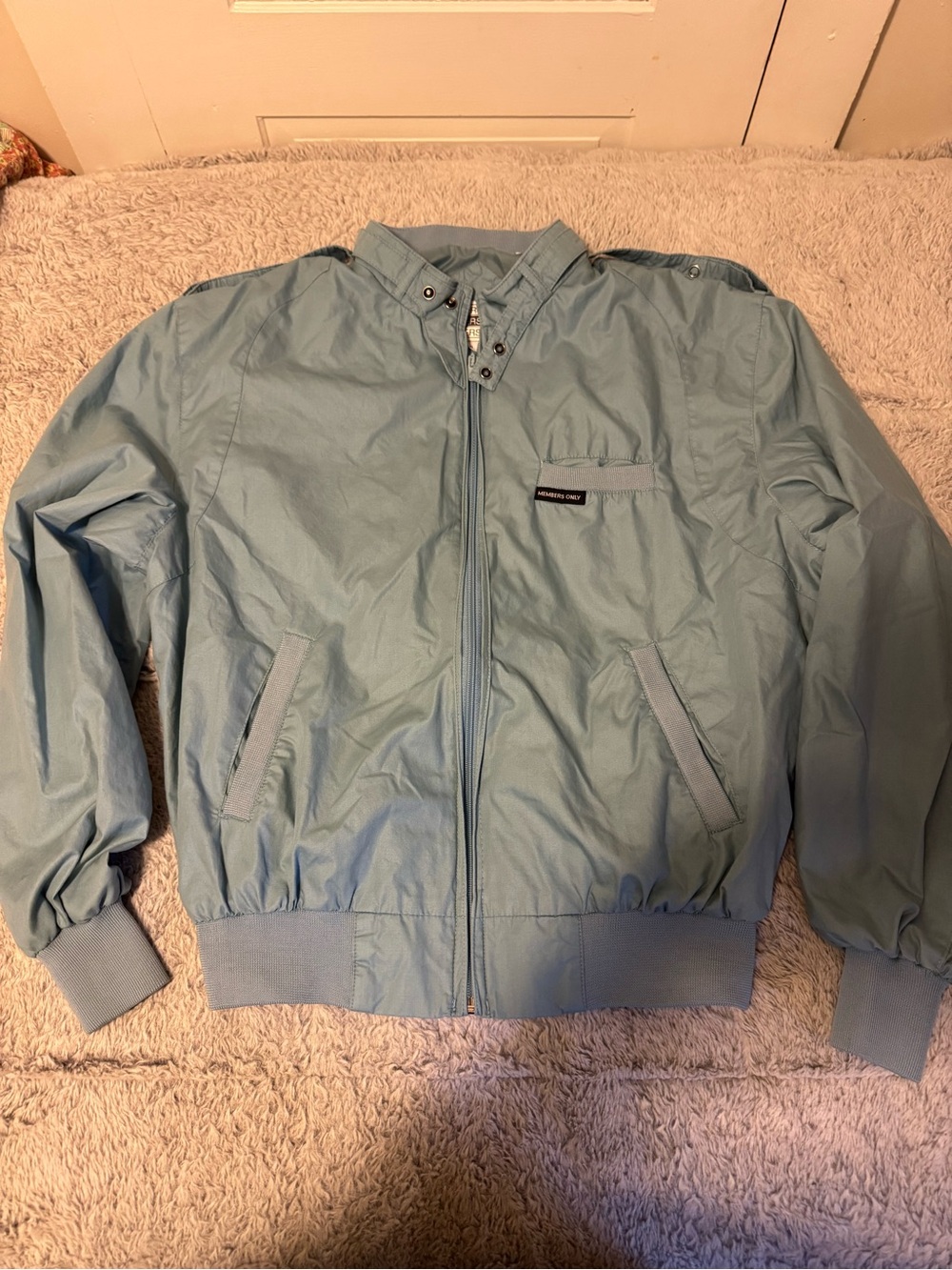 Members Only Light Blue Lightweight Bomber Jacket